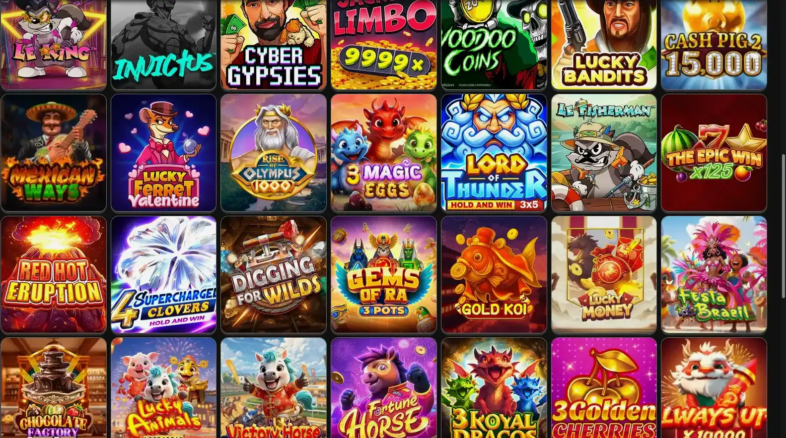 Интерфейс игрового зала Лекс казино